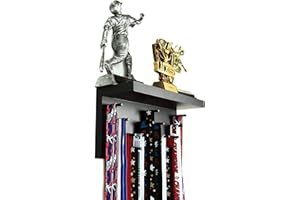 MedalAwardsRack Premier Medal Hanger Display Rack and Trophy Shelf for Gymnastics, Soccer, Basketball, Football, and More – 1 ft