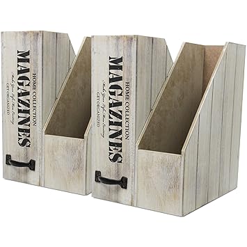 4er Set Stehsammler Magazines mit Griff 24,5x30x10cm Natur/Schwarz Stehordner Zeitschriftensammler Zeitschriftenhalter