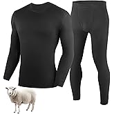 YESWEL 100% Merino Wool Base Layer Mens, Soft Thermals Underwear, Top and Bottom Set,Warm Long Johns Sets for Winter (S-2XL)