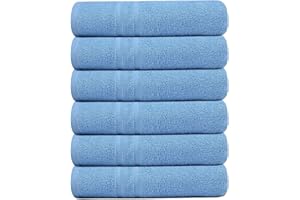Pristine Linen Bath Towels Aqua 6 Pack 24x48 Bath Towels, 100% Cotton, Towels for Bathroom, Quick Drying, Hotel Pool Gym Towels for Spa, Lightweight Every Day use Large Towels