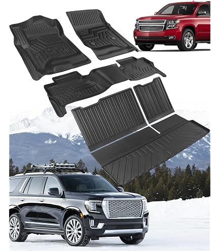 ANBINGO All-Weather Floor Mats & Cargo Liner Set For 2015-2020 Chevy Tahoe & GMC Yukon (Bucket/7-Seat, Non-XL) - TPE Rubber Mats