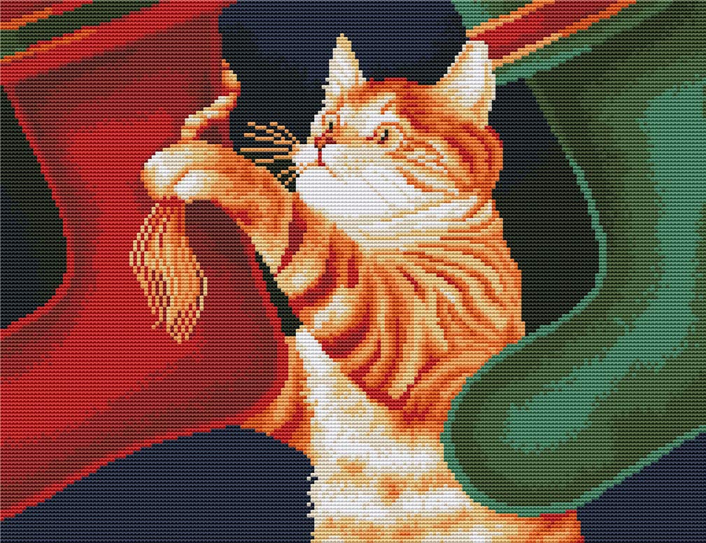 Abillyn Embroidery Cross Stitch Kits Cat and Boots Stamped with Printed Pattern Starter Kit (Cat)