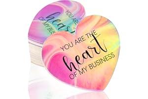 Crisky 150 PCS Thank You Cards for Small Business Holographic Rainbow 300gsm Paper You Are The Heart Of My Business Cards