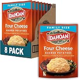 Idahoan Four Cheese Mashed Potatoes Family Size, 8 oz Pouch (Pack of 8) | Real Idaho Potatoes | Rich and Creamy Cheese Blend | Gluten-Free | Quick and Easy to Prepare Side Dish or Dinner Meal
