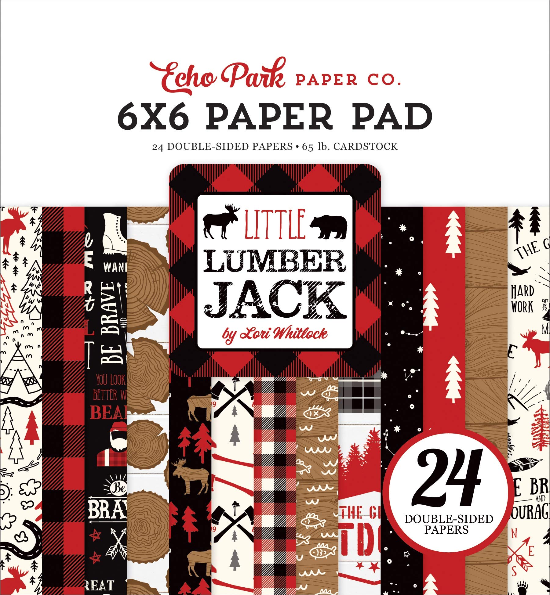 Echo Park Paper Lumberjack Paper PAD 6X6, Red, Black, Tan,Kraft, White, One Size