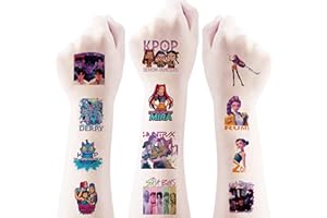 AGOODTO 40pcs Sheets Kpop Demon Temporary Tattoos for Kids, Cartoon Kpop Hunters Birthday Party Favors Gifts for Girl Boys Home Activity Class Prizes Carnival Christmas Rewards