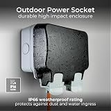 BG Electrical Storm Outdoor Double Switched Socket IP66 Grey 13A WP22 view 2