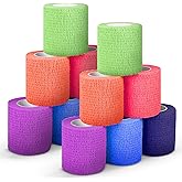 Ever Ready First Aid Self Adherent Cohesive Bandages 3" x 5 Yards - 12 Count, Rainbow Colors