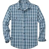 Alimens & Gentle Men's Flannel Shirt Long Sleeve Plaid Button Down Shirts Jacket Casual Work Outdoor Camp with Pockets
