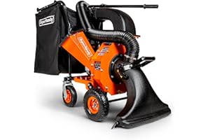 SuperHandy Leaf Vacuum & Wood Chipper - 7 HP 209CC Gas Engine, 10:1 Mulch Ratio, 6 Bushel Bag Capacity, Castor Wheels, Dual Function: Walk-Behind Leaf Vacuum Mulcher & Wood Chipper