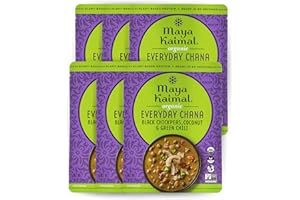 Maya Kaimal Foods Organic Indian Everyday Chana, 10 Oz (Pack Of 6), Fully Cooked Black Chickpeas With Coconut & Green Chili. Vegan, Microwavable, Ready To Eat, 6Count