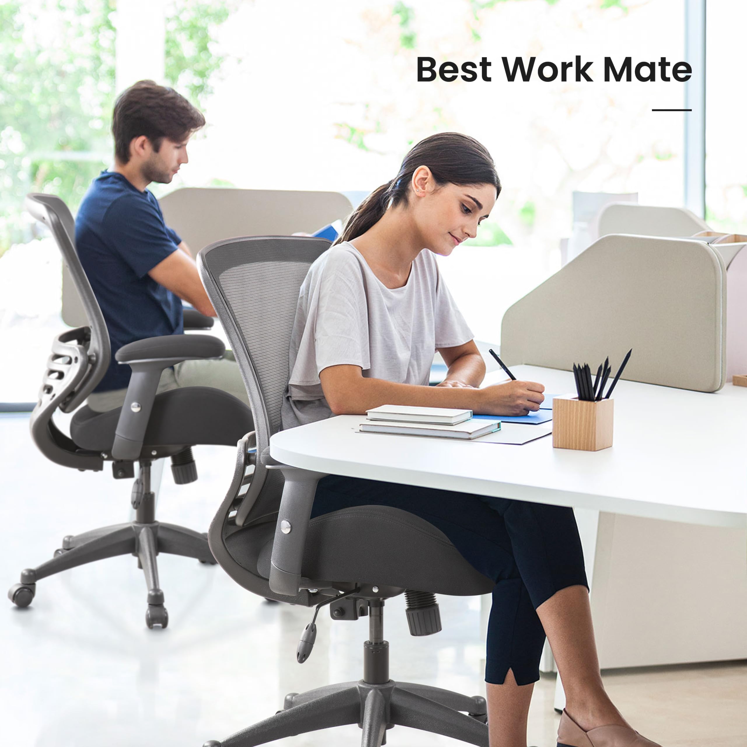 BOLISS 400lbs Mesh Ergonomic Super Soft Wide Cushion Office Computer Desk Chair Adjustable Arms(Black)