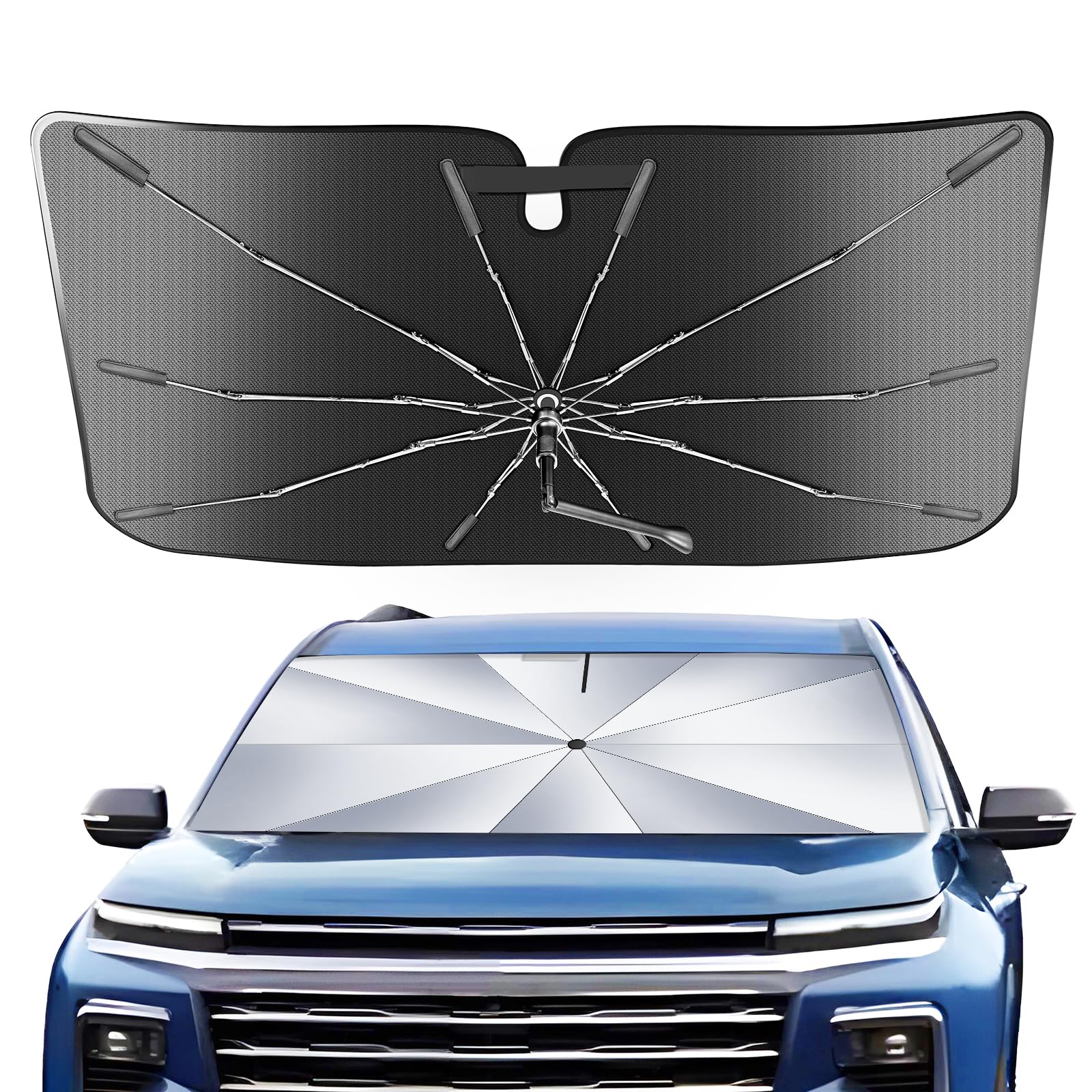 Photo 1 of [Upgrade] Portable Chevrolet Tahoe 2015-2025 Windshield Sunshade Umbrella[Military-Grade Sturdy] with Carry Bag, 2 in1 Ice Crystal Durable Compact Shade Umbrella UPF50+ Front Window Outdoor Camping