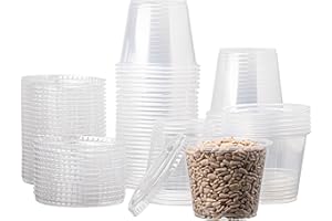 ESKAY PRODUCTS 5.5oz. 200 Clear Plastic Portion Cups with Lids, Condiment Cup, Jello Shot, Souffle Portion, Sampling Cup - 200 Cups/Lids