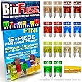 BioFuse Mini APM ATM 15 Piece Automotive Car Fuse Assortment Pack: Set of 15 Mini Blade Fuses + Fuse Puller 5A 7.5A 10A 15A 20A 25A 30A