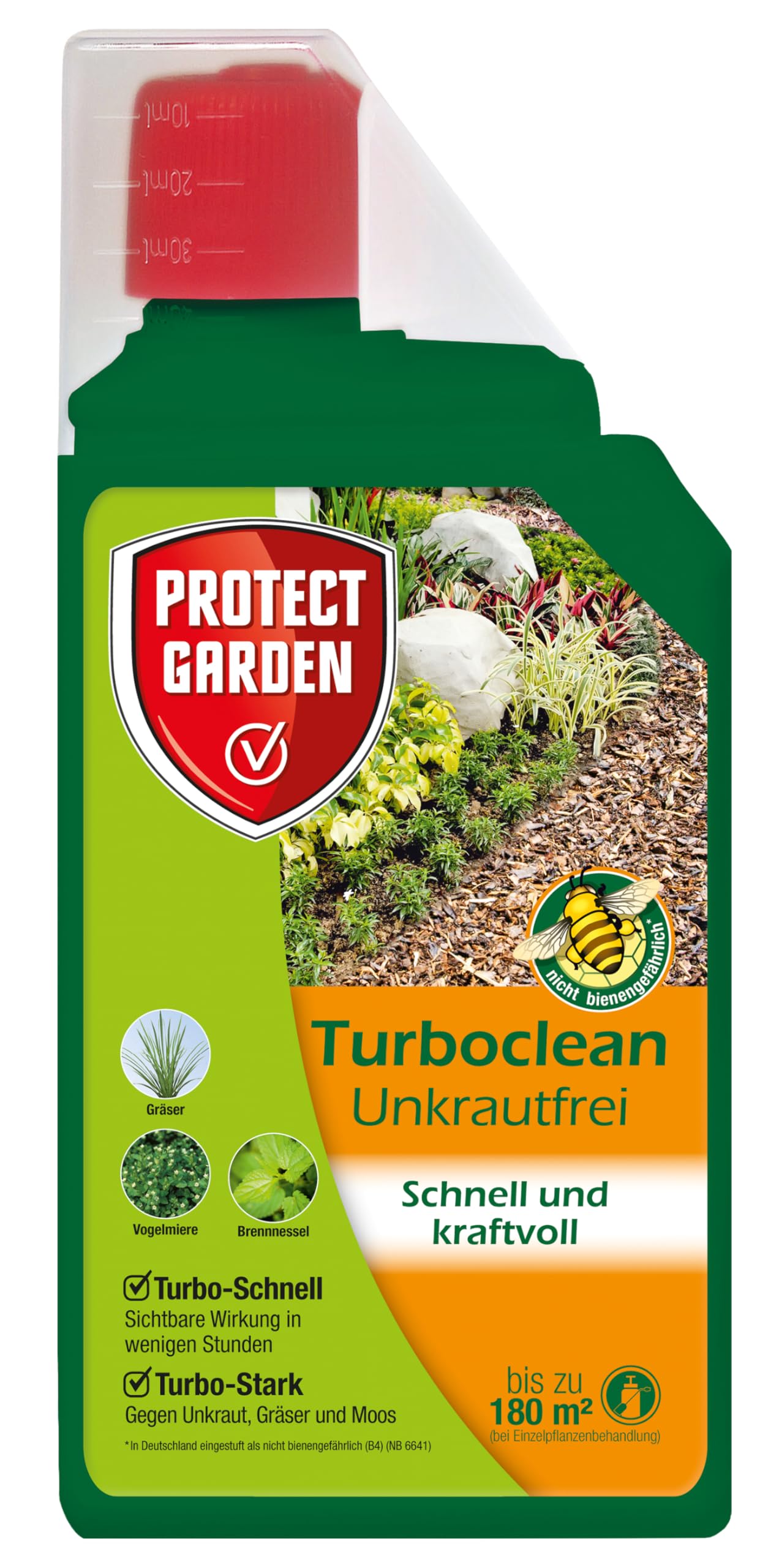 PROTECT GARDEN Turboclean Unkrautfrei, Unkrautvernichter gegen hartnäckige Unkräuter wie Giersch und Ackerschachtelhalm, 1000 ml Konzentrat