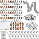 Aurelema 60 Set Mustard Seed Gift Includes Bulk Necklaces Earring and Key Chain with 'Faith Can Move Mountains' Cards Christian Faith DIY Gifts for Women,Without Mustard Seed(Classical)