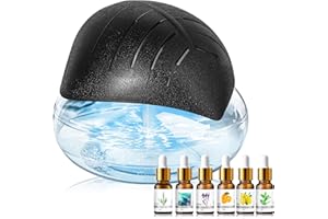 RETROSTICK Water Air Purifier for Home with Essential Oil Diffuser & Humidifier, Rainbow Air Washer with LED Mood Light- Includes 6x10ml Essential Oils, Air Revitalizer for Smoke and Pets, Black