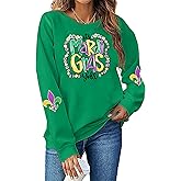 BINLANHANAT Women Mardi Gras Sweatshirt It's Mardi Gras Y'all Carnival Pullover Top Fat Tuesday Casual Long Sleeve Shirt