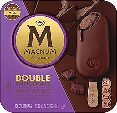 Magnum Ice Cream Bars For an Indulgent Frozen Treat Double Chocolate Made with Belgian Chocolate, 44% Cacao 9.12 oz 3 Count