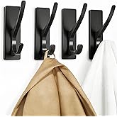 pickpiff Self Adhesive Coat Hooks for Hanging: Heavy Duty Stainless Wall Hook for Towel, Backpack, Hat, Sturdy Metal Hanger f