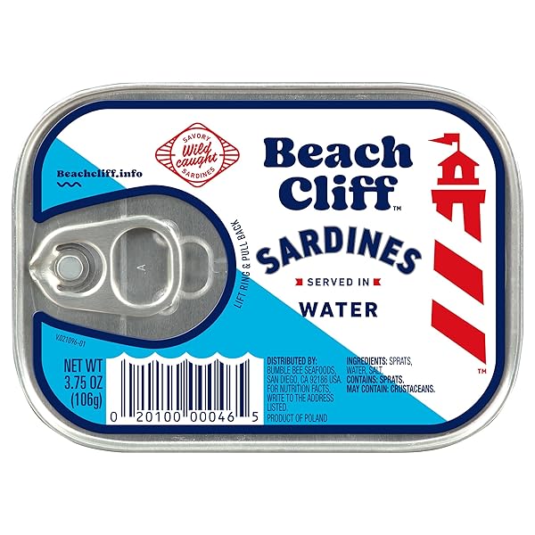 BEACH CLIFF SARDINES IN WATER, 3.75 OZ CAN...