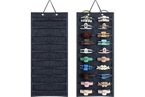 SMUK Claw Clip Organizer for Women, Hanging Mount Hair Clips Holder Organizer for Girls, Hair Bow Claw Clip Stand Storage for Wall, Door, Closet, Horizontal Dark Gray