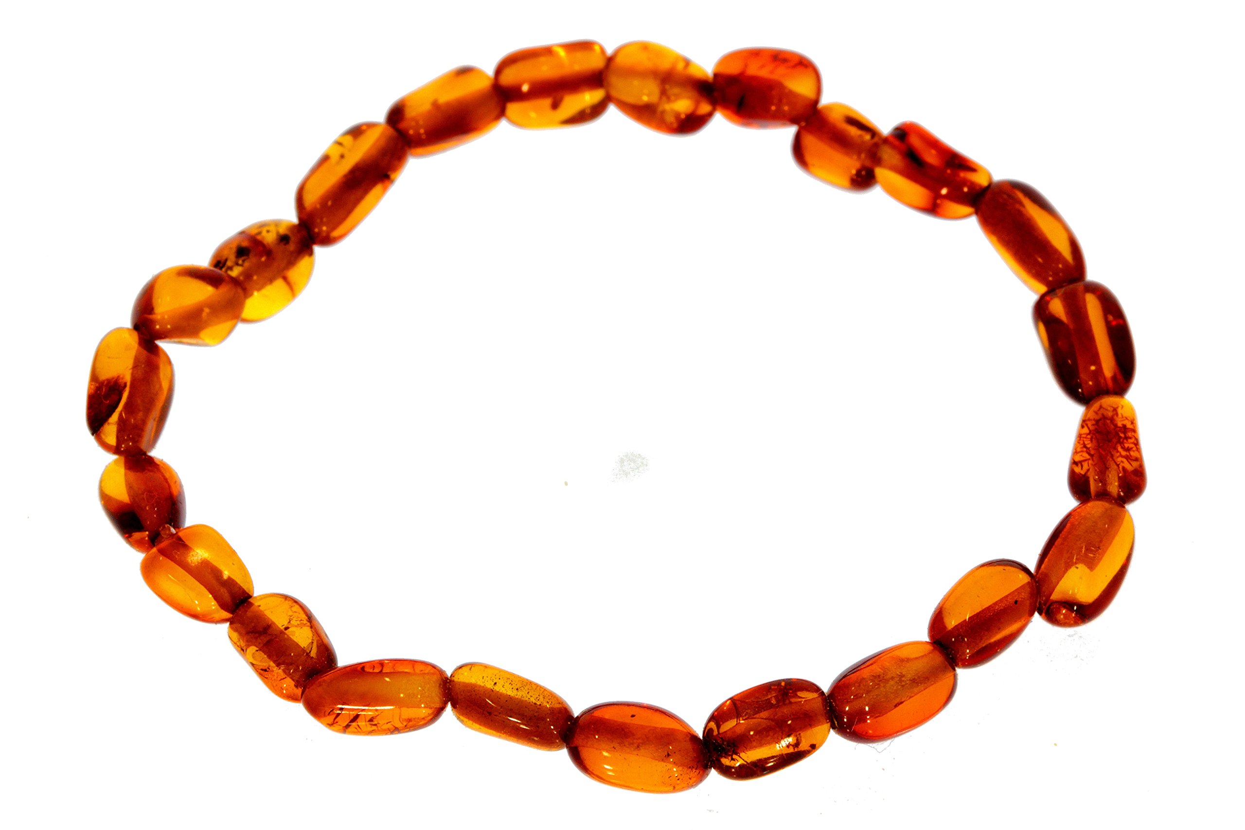 Premium Quality Natural Baltic Amber Bean Bracelet by SilverAmber Jewellery UK - 100% Eco-Friendly Packaging - Money Back Guarantee - X-Small - Cognac
