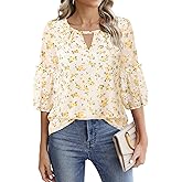 Timeson Women's Business Casual Tops 3/4 Sleeve Chiffon Blouses Office Work Shirts
