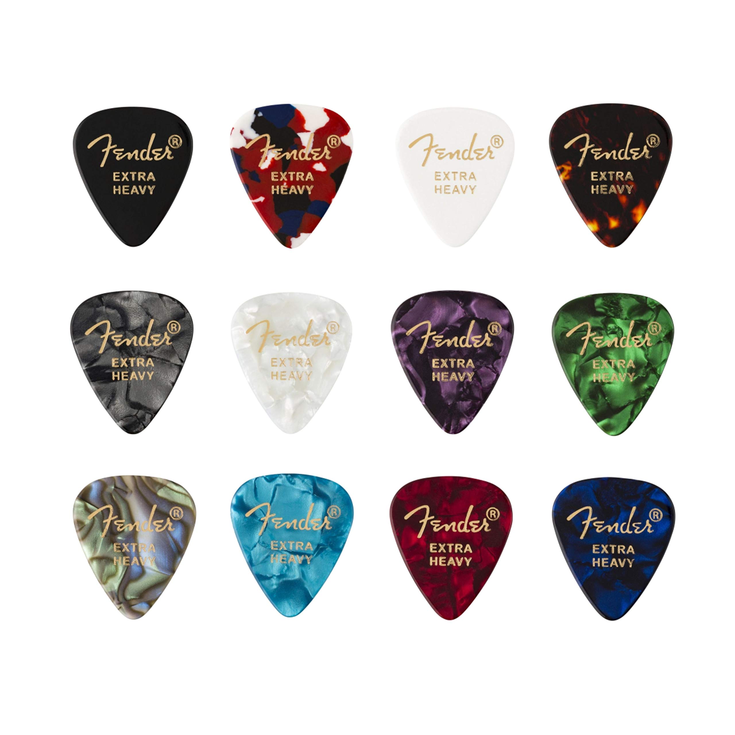 Fender 351 Celluloid Medley (12) Guitar Picks Assorted Colors Extra