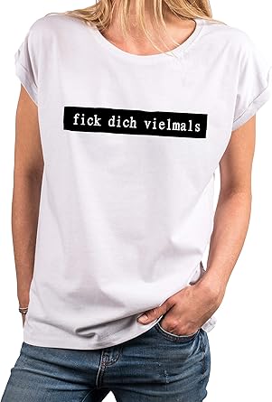 Makaya Maglia Manica Corta Maglietta Donna Bianca T Shirt Con Frasi Divertenti Tedesco Amazon It Abbigliamento