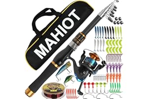 Fishing Rod and Reel Combos with Telescopic Fishing Pole, Spinning Reel Fishing and Carrier Bag, Telescope Fishing Rod Kit fo