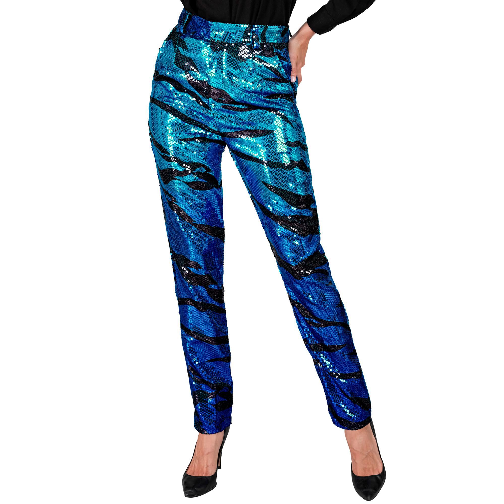 Widmann W MILANO Party Fashion - Party Fashion Women's Sequin Trousers Disco Fever Schlagermove Women's Trousers Animal Print