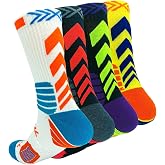 YQHMT Athletic Crew Socks 4Pairs Breathable Cushioned Sports Compress Socks | Moisture Wicking Non-Slip Socks for Running, Basketball, Hiking, Gym Outdoor for Women &amp; Men