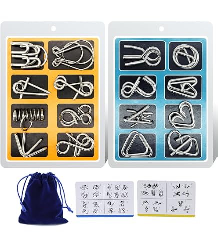 Metal Puzzle Ring, Metal Brain Teaser Puzzles Set of 8