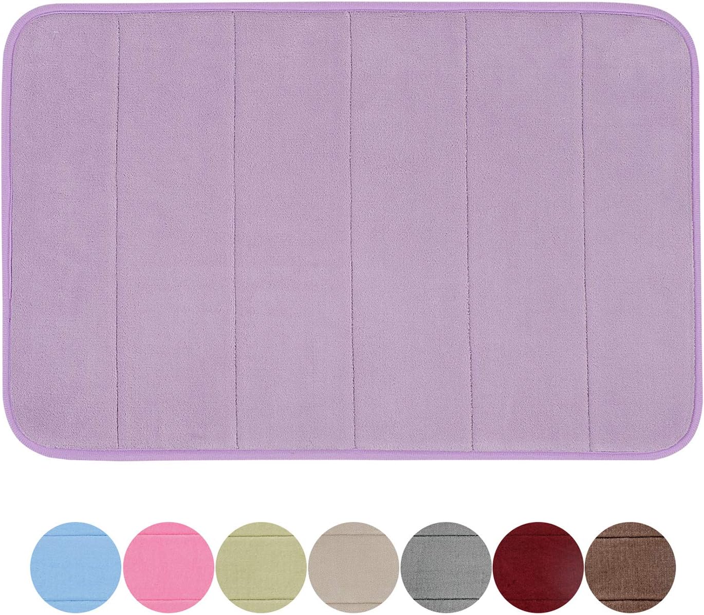 GRAND ERA Memory Foam Bath Mat Non Slip Absorbent Soft Velvet Microfiber Plush Shower Bathroom Rug Carpet, 20" x 43", Light Blue