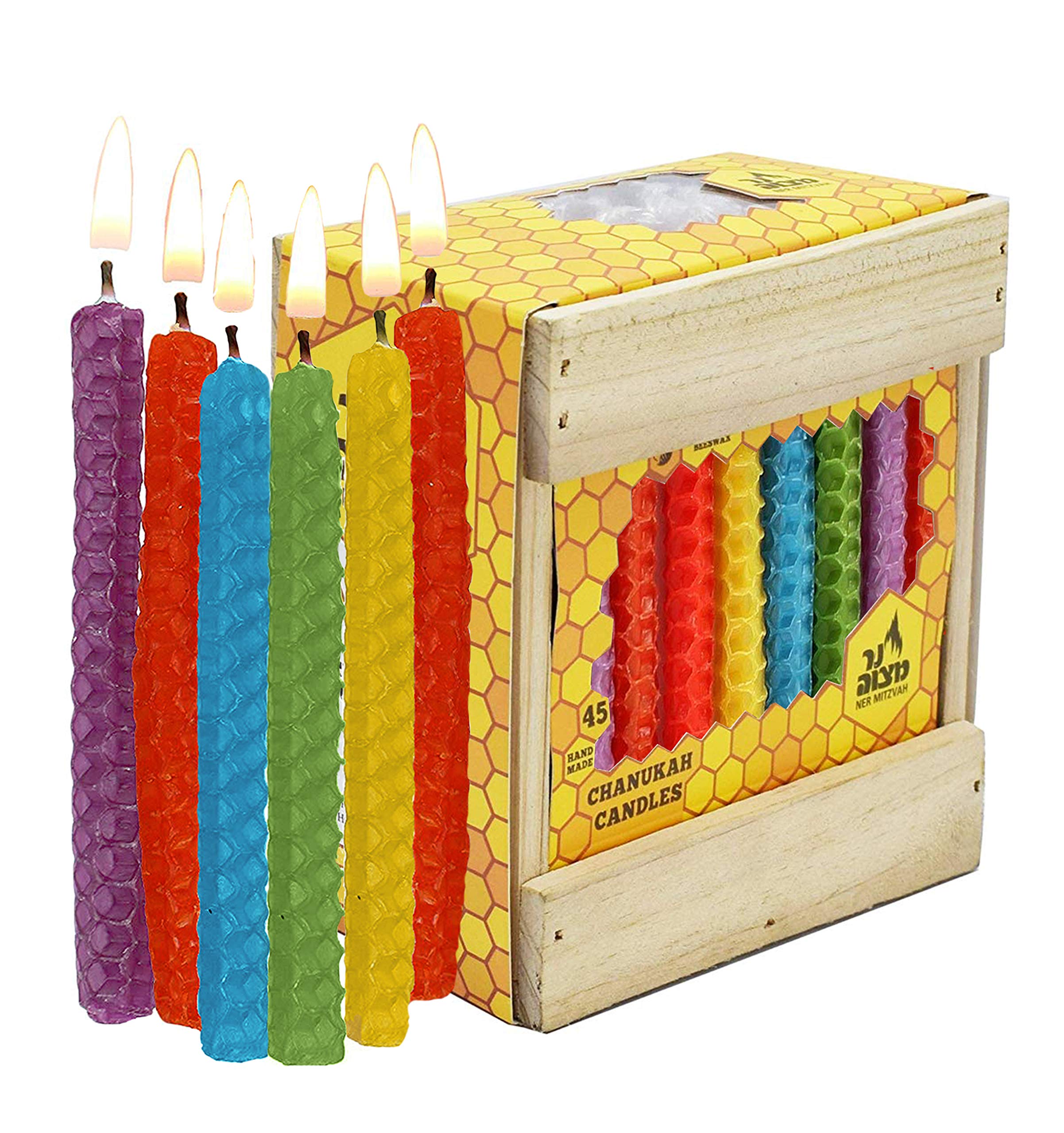 Photo 1 of **PARTIAL SET/ MISSING PIECES** Ner Mitzvah Honeycomb Chanukah Beeswax Candles - Standard Size Candle Fits Most Menorahs - Premium Quality Pure Bees Wax - Colorful Assortment - 45 Count for All 8 Nights of Hanukkah