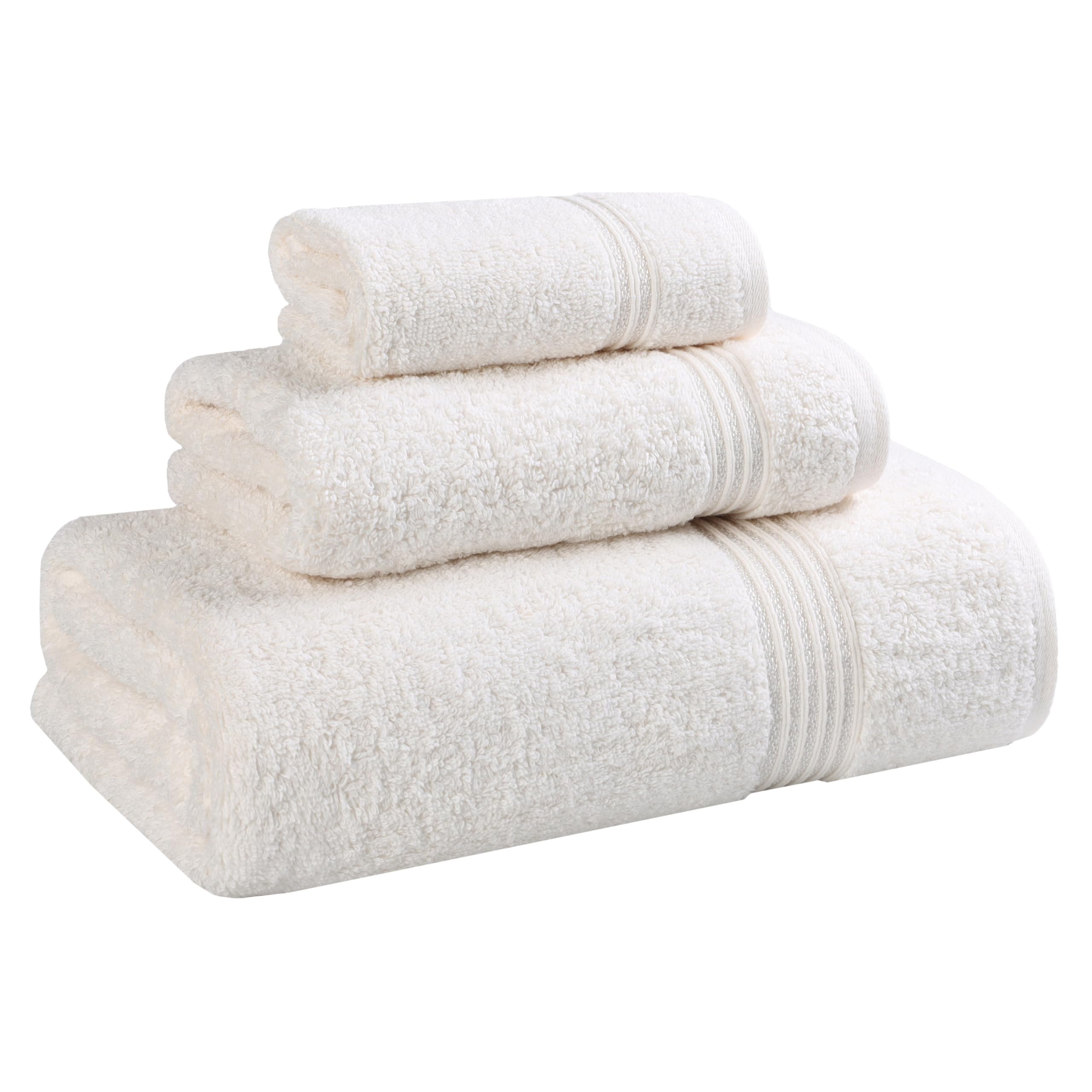 Superior Collection 100% Premium Long-Staple Combed Cotton 3-Piece Towel Set, Ivory