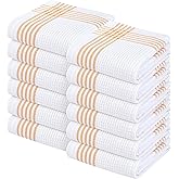 Softopia Cotton Waffle White & Mustard Yellow Set of 12 Kitchen Towels, 100% Cotton, 16x26 inches, Soft and Durable Dish Towel, Quick Dry Dishcloths, Ideal for Drying Dishes, Cleaning, Wiping