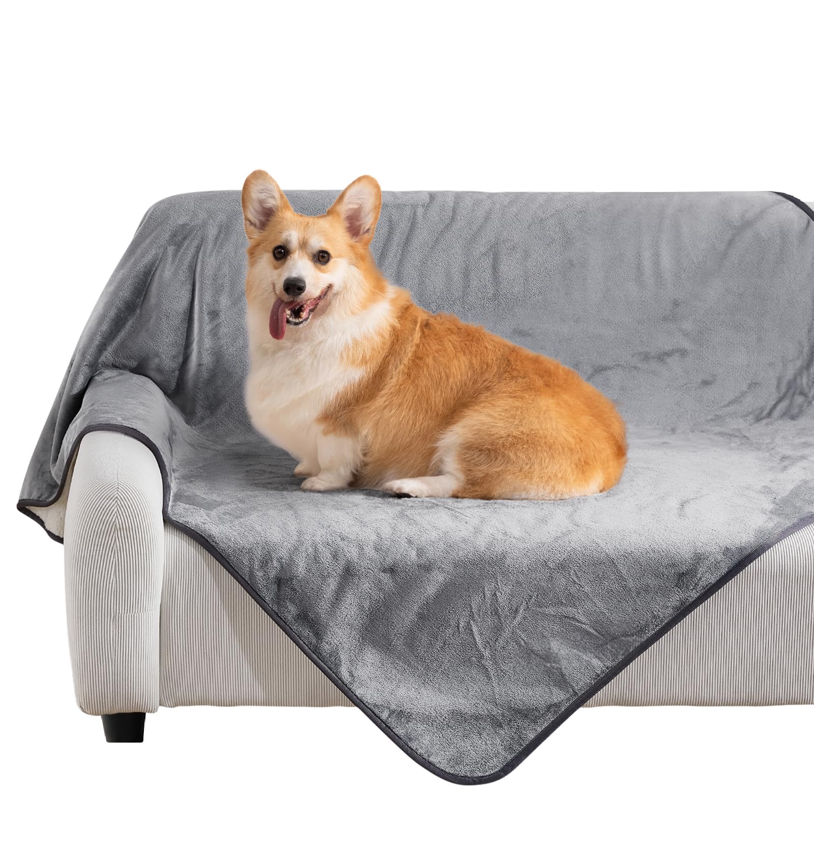 The Fellie Dog Blanket, Dog Blankets Washable for Small to Large Dogs Cats, Soft Warm Fleece Waterproof Dog Sofa Cover, Liquid or Pet Fur Proof, Easy Cleaning pet couch covers, 127x150cm, Grey