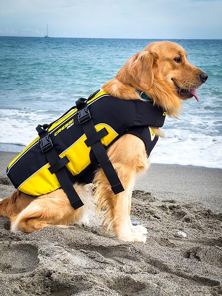 CRESSI DLJ DOG LIFE JACKET DOG LIFE JACKETS, BLACK/YELLOW, XL