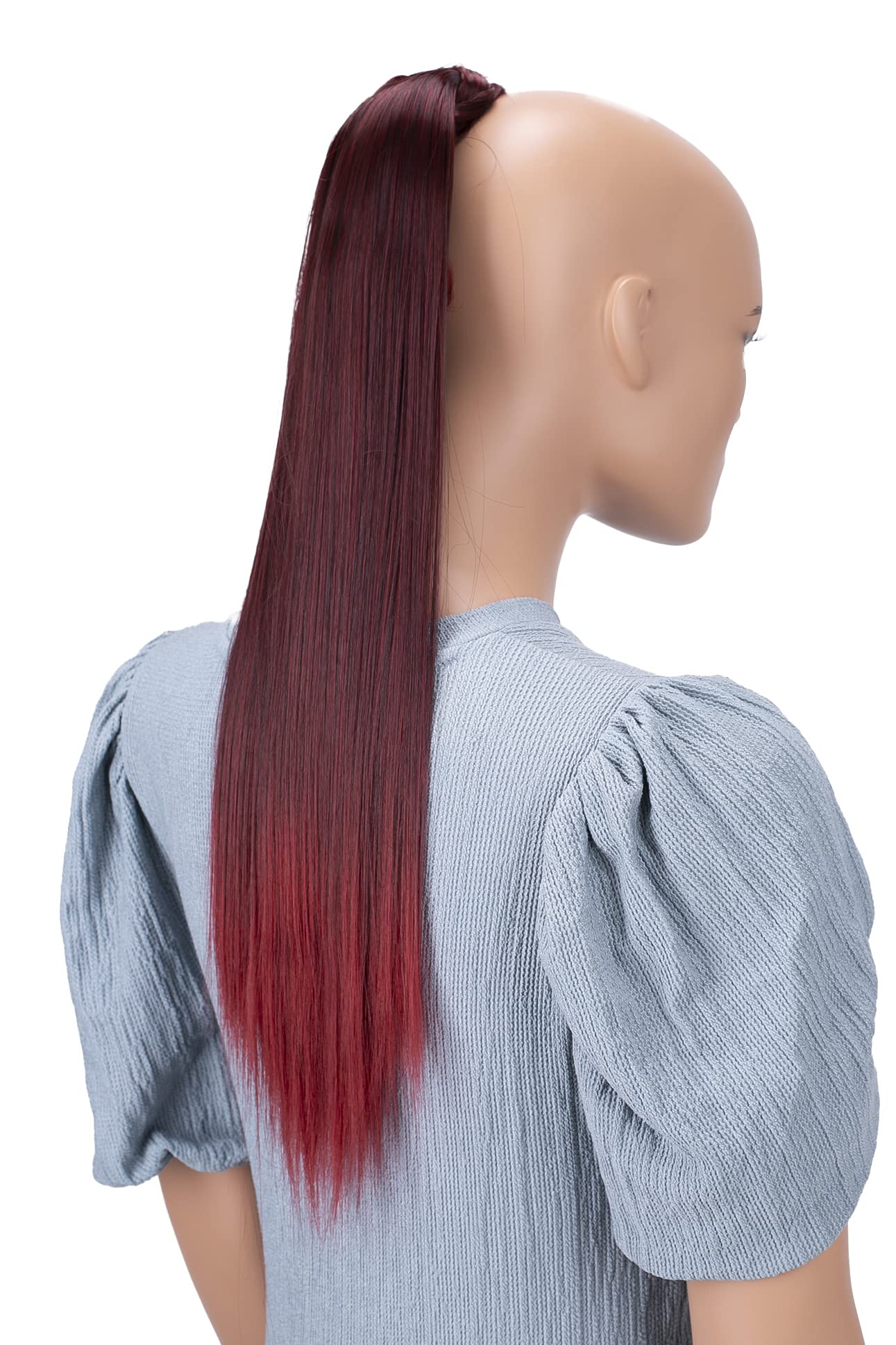 CAISHA 24" Hairpiece Ponytail Extension Self-adhesive Closure Straight Red Mix HCK16