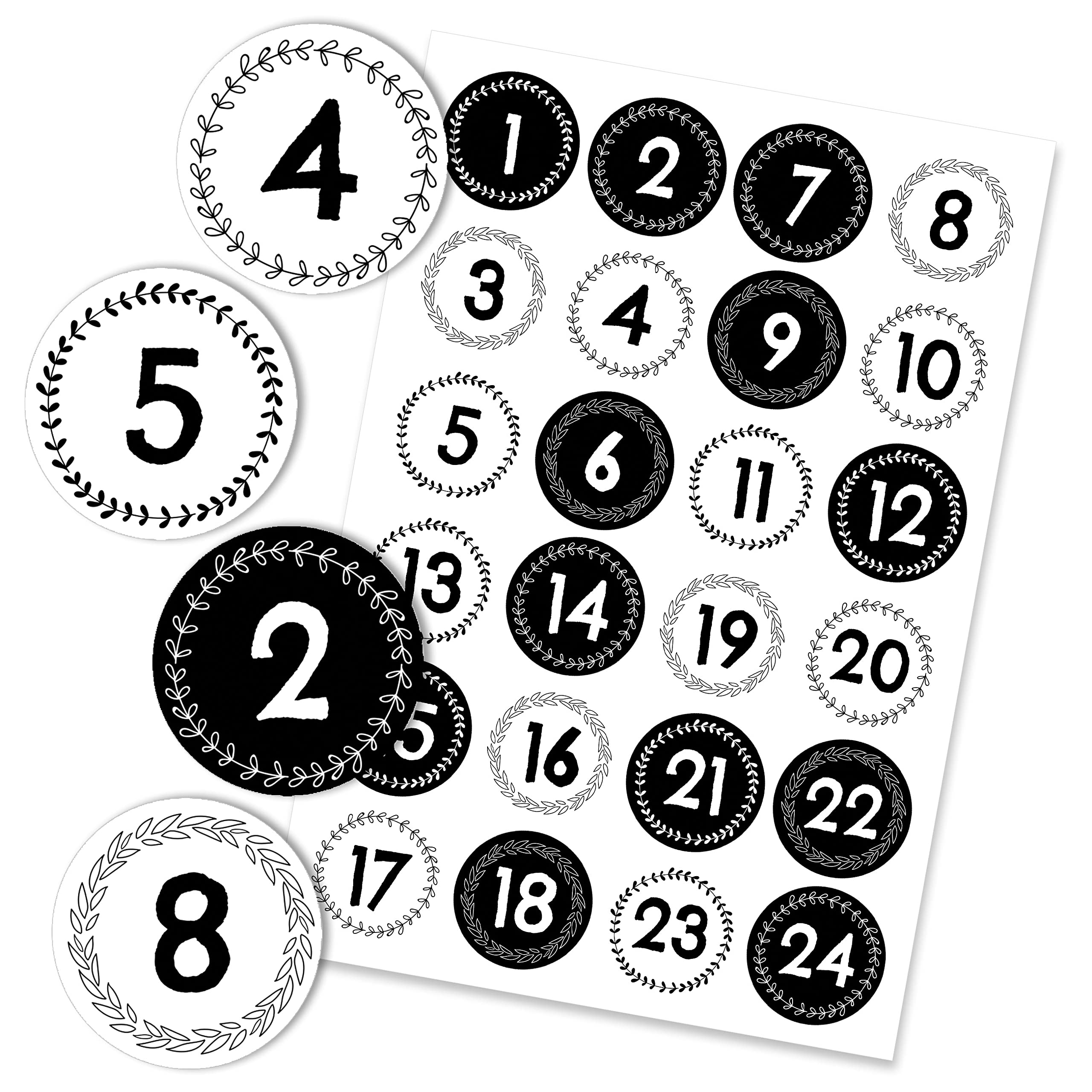 24 Advent Calendar Number Stickers Black and White No. 41 - Stickers - for You to Assemble and Decorate