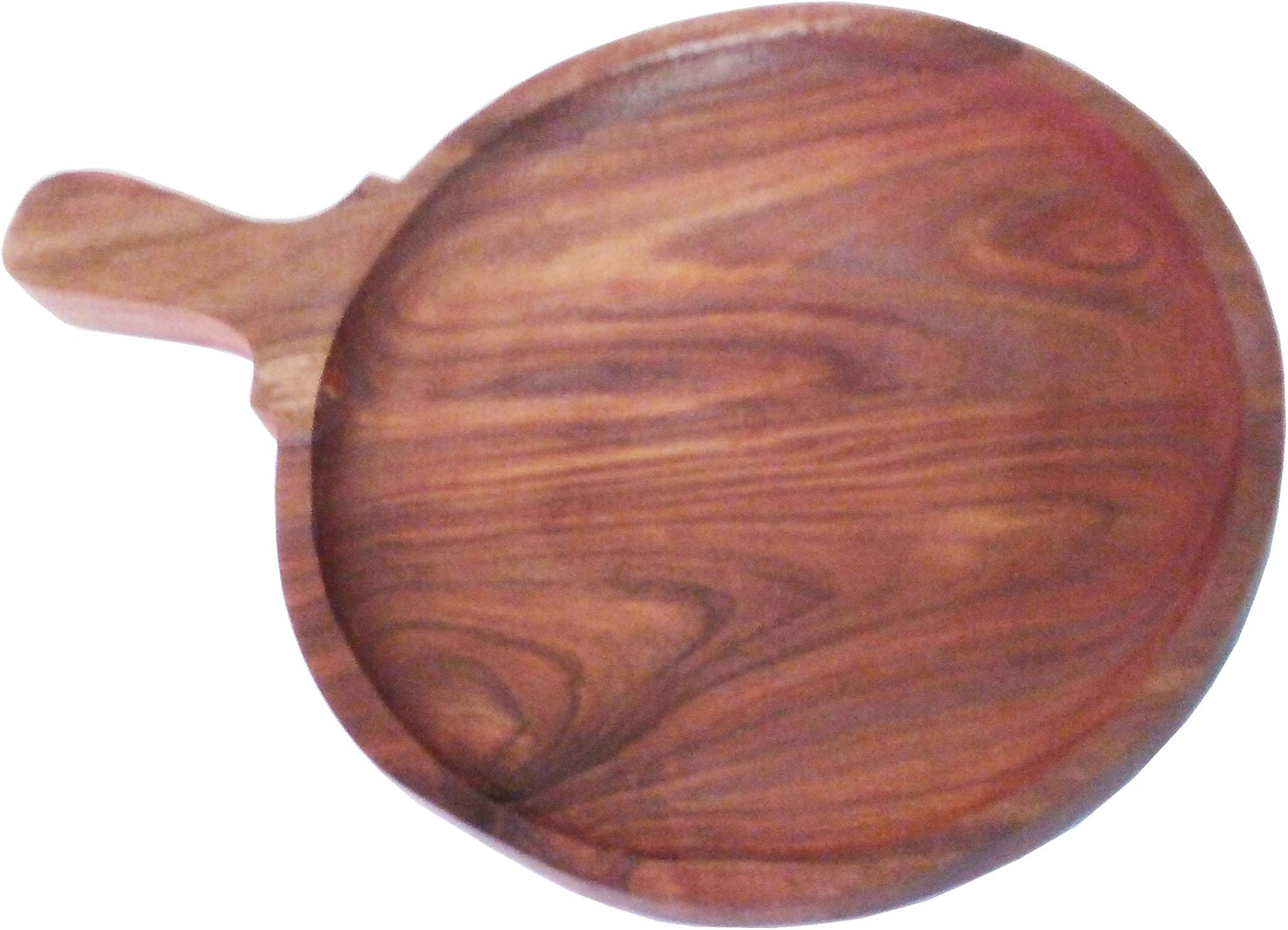 Shradha TradingHardwood Pizza Peel,Serving Tray, Wooden Round Serving Tray for Pizzas and Appetizers 14 x 10 Inch