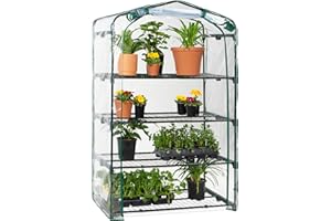 Best Choice Products 40in Wide 4-Tier Mini Greenhouse, Portable Indoor Outdoor Arboretum for Patio, Backyard, Nursery, Home Growing w/ Steel Shelves, Plastic Cover, Roll-Up Zipper Door