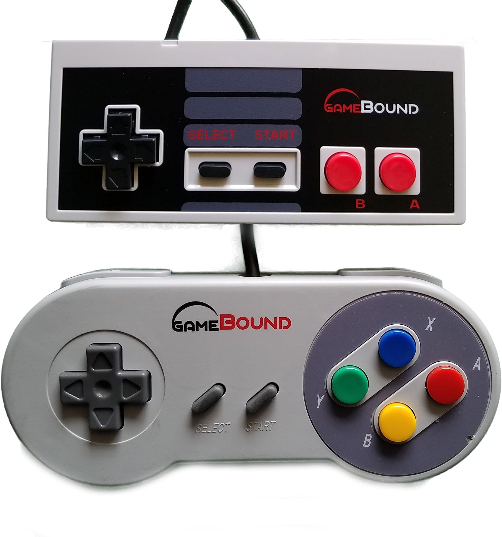 Gamebound NES and SNES Controller, Retro USB Controller for PC/Mac/Retro Pi (Combo Pack of 2)