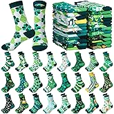 Shinymoon 24 Pairs St. Patrick's Day Socks Bulk Fancy Funny Novelty Socks for Women Girls Holiday Gifts