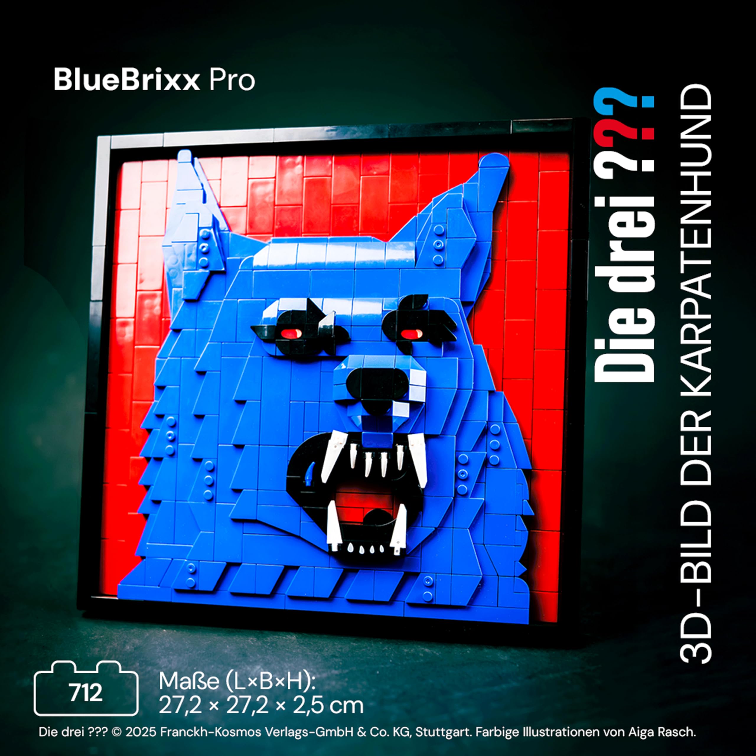 BlueBrixx Pro 108501 – Die DREI ???: 3D Bild: Der Karpatenhund aus Klemmbausteinen mit 712 Bauelementen 2