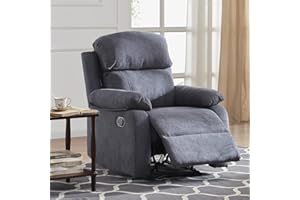 Dreamsir Small Recliner Chair Breathable Fabric Manual Single Sofa, Soft Recliners Home Theater Lounge Seat, Removable Cushion, 34×34×38 inch, Grey