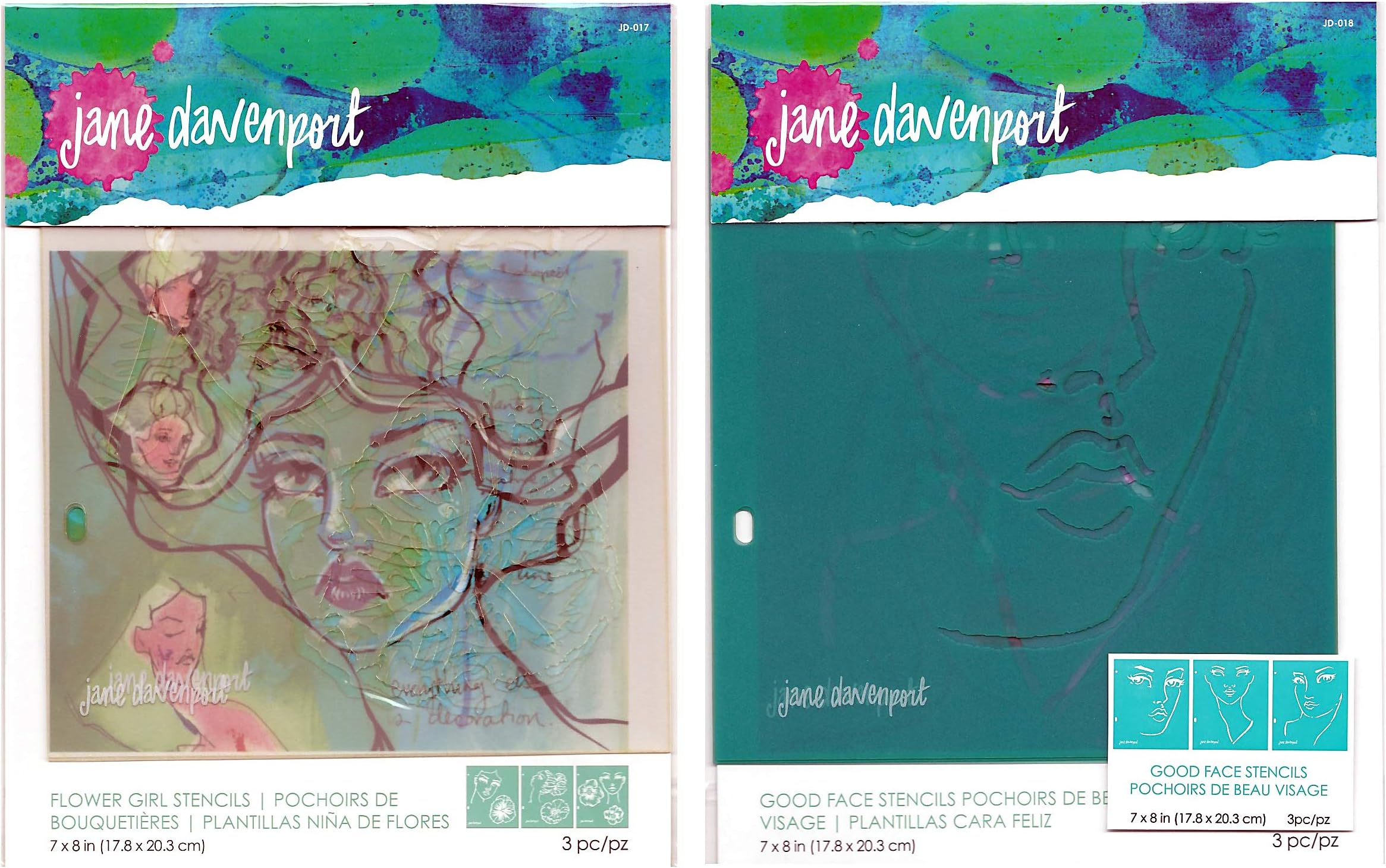 Jane Davenport Artomology Stencils - Flower Girl and Good Face Sets